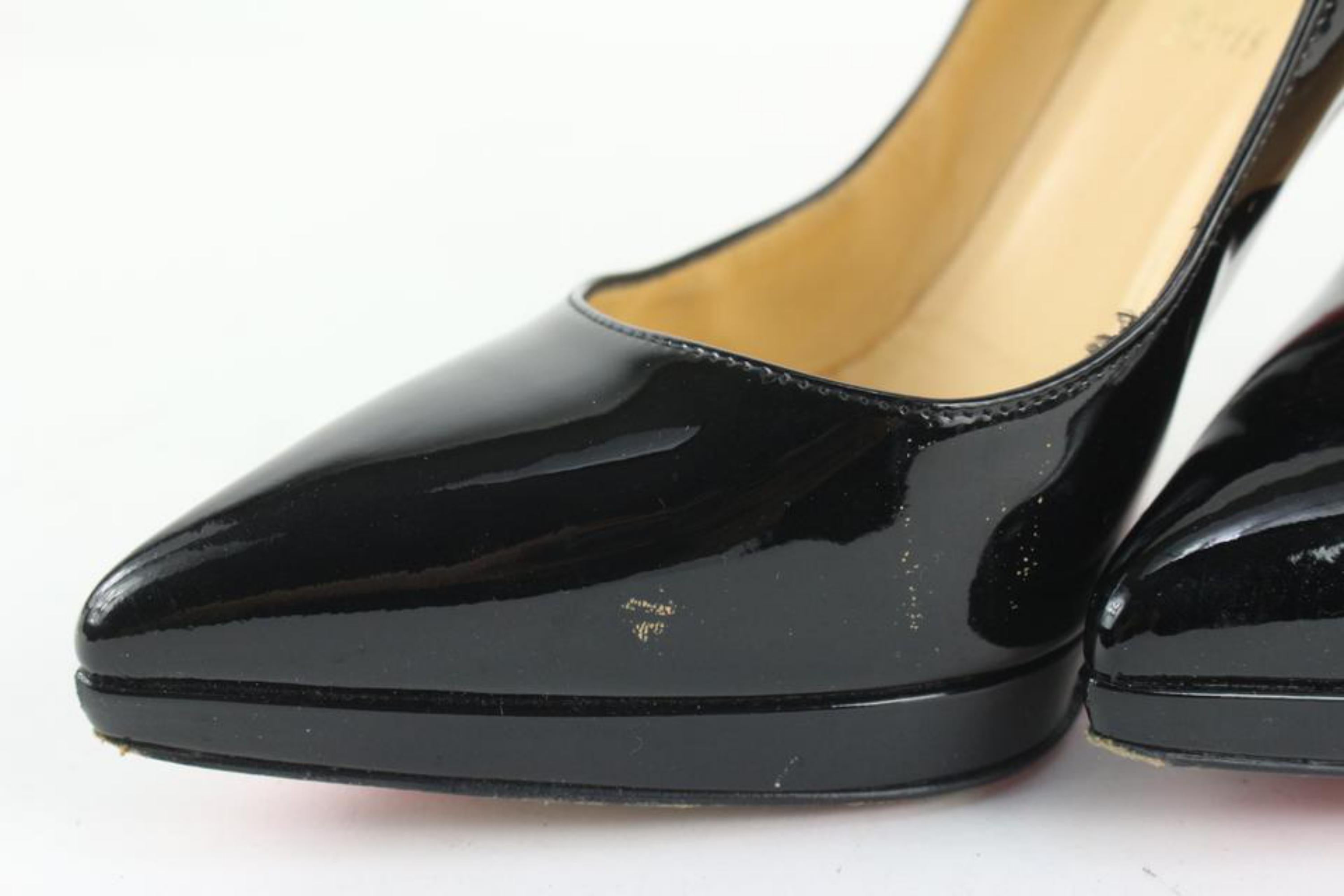 Christian Louboutin - Chaussures 30 en cuir verni noir Pigalle Plato Red Bottom Hee pour femme Bon état - En vente à Dix hills, NY