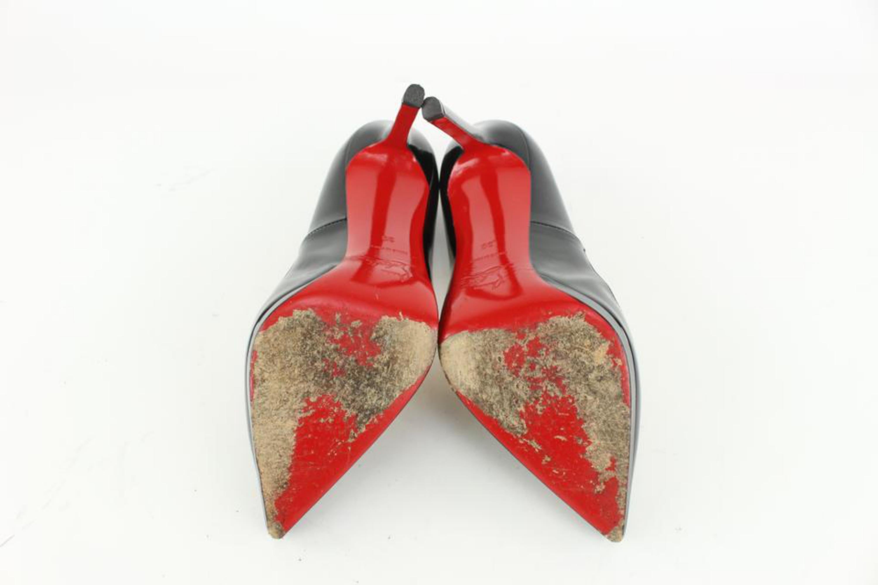 Christian Louboutin - Chaussures 30 en cuir verni noir Pigalle Plato Red Bottom Hee pour femme Pour femmes en vente