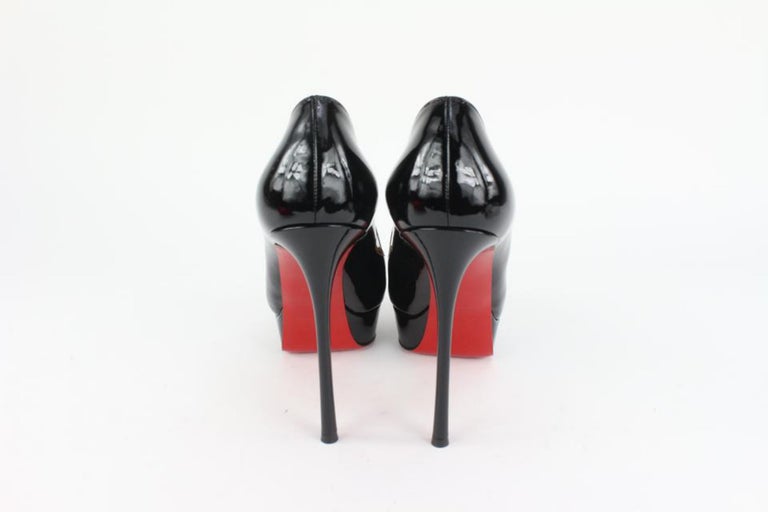 Christian Louboutin Women''s 38.5 Black Patent Bianca Platform Heels  128cl34 For Sale at 1stDibs
