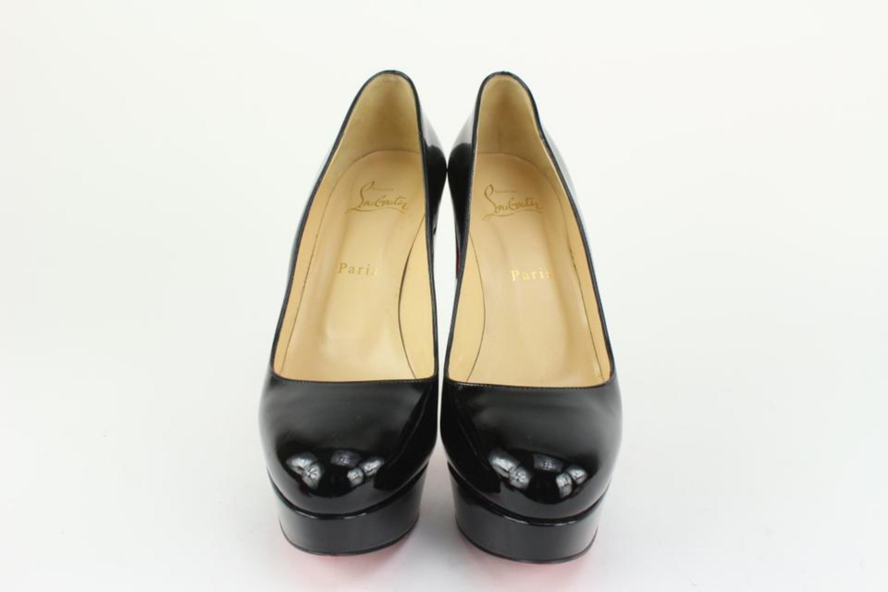 Christian Louboutin Women's 38.5 Black Patent Bianca Platform Heels 128cl34 For Sale 4
