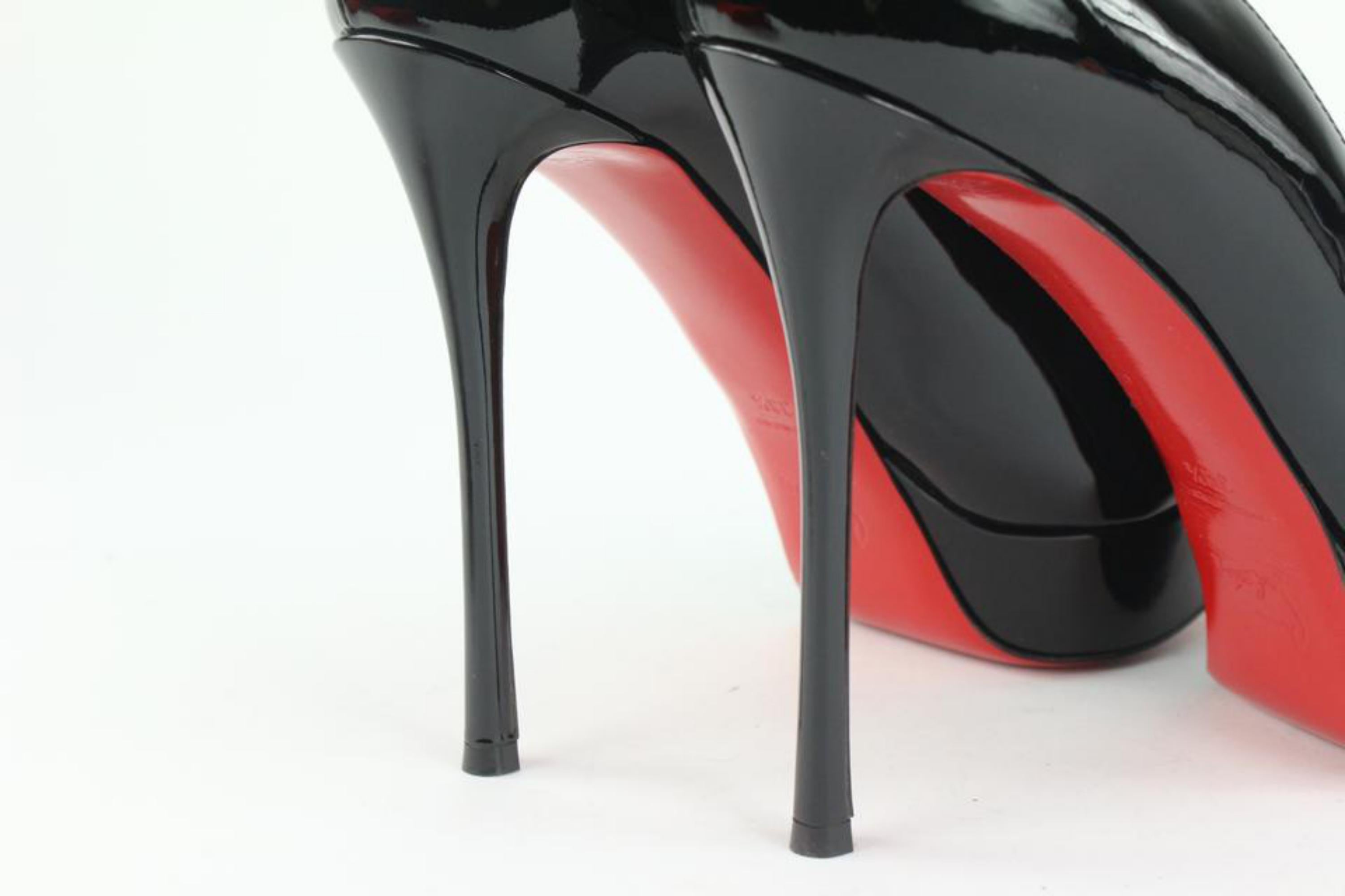 Christian Louboutin Women's 38.5 Black Patent Bianca Platform Heels 128cl34 For Sale 5