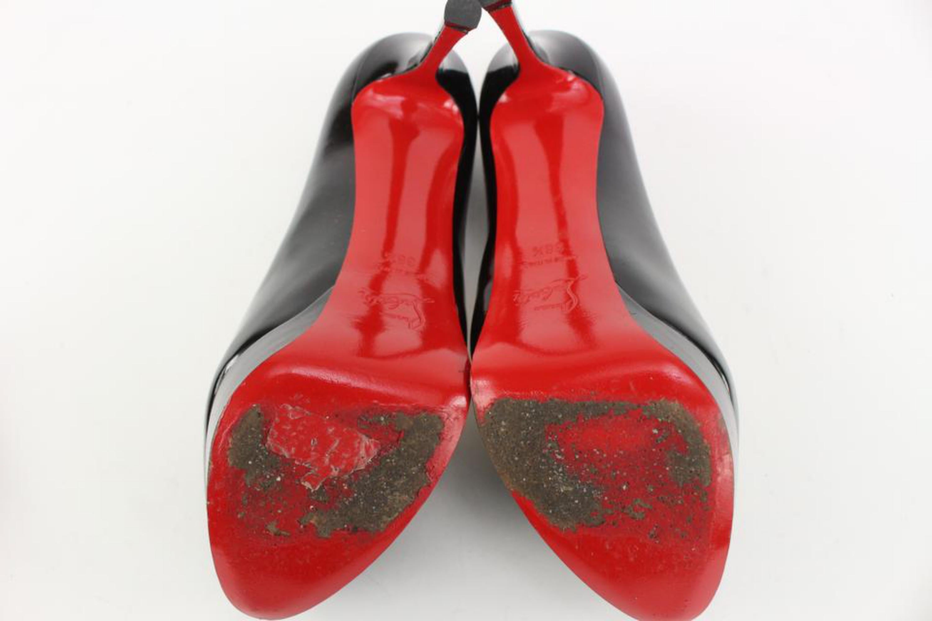 Christian Louboutin Women's 38.5 Black Patent Bianca Platform Heels 128cl34 For Sale 6