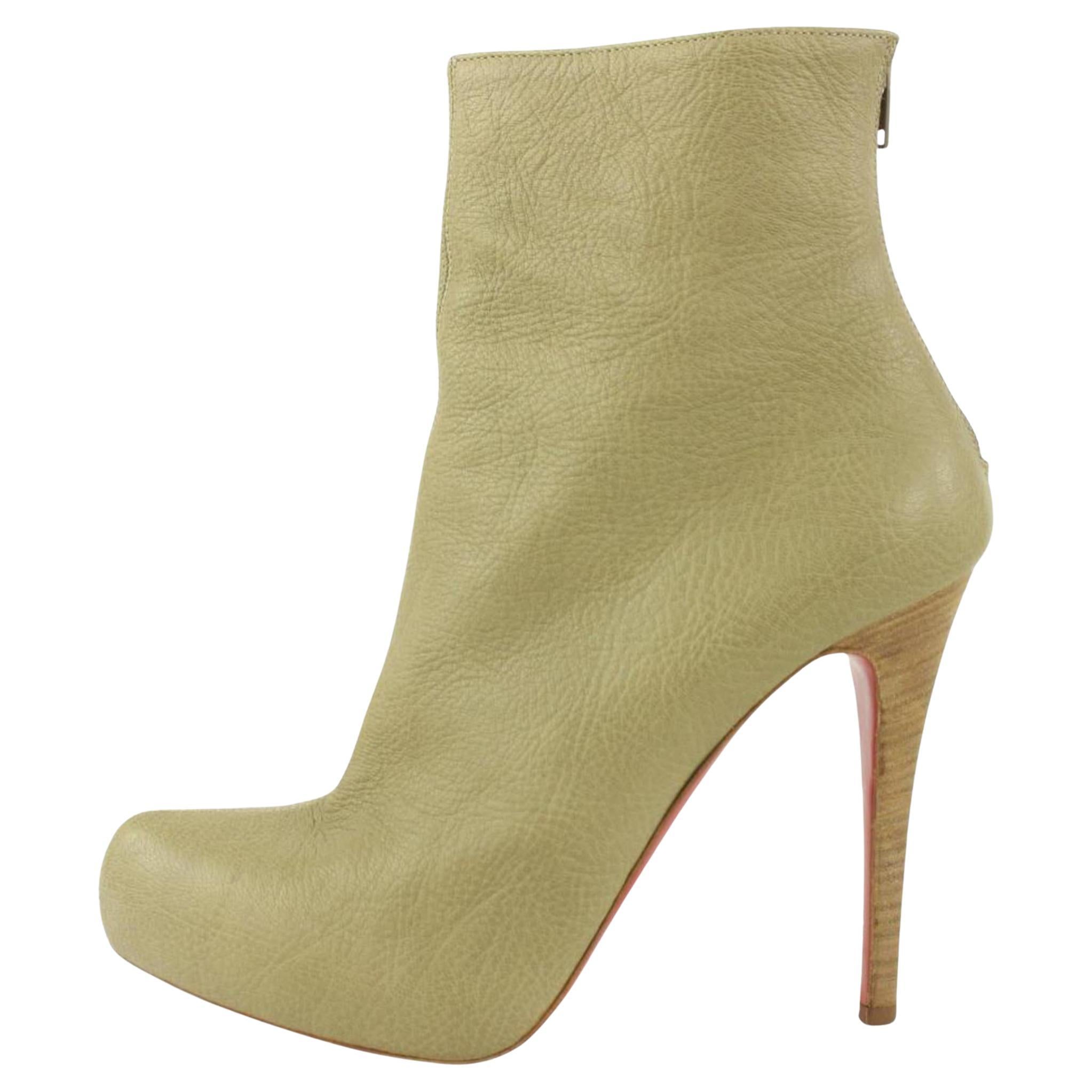 Christian Louboutin Women's 39.5 Taupe Ankle Booty Rear Zip Booties 5cl1112  For Sale at 1stDibs