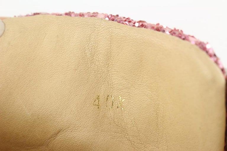 Christian Louboutin Women's 40.5 Pink Glitter Flat Rantus Orlato Sneaker 126cl2