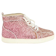 Christian Louboutin Women's 40.5 Pink Glitter Flat Rantus Orlato Sneaker 126cl2