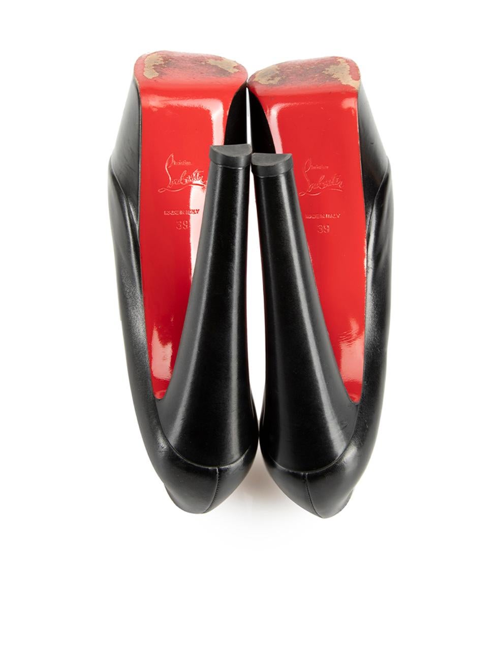 Christian Louboutin Women's Black Leather Almond Toe Platform Heels 1