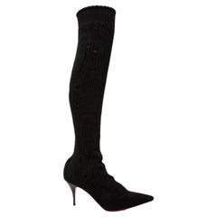 Christian Louboutin Women's Black Mid Rise Sock Boots
