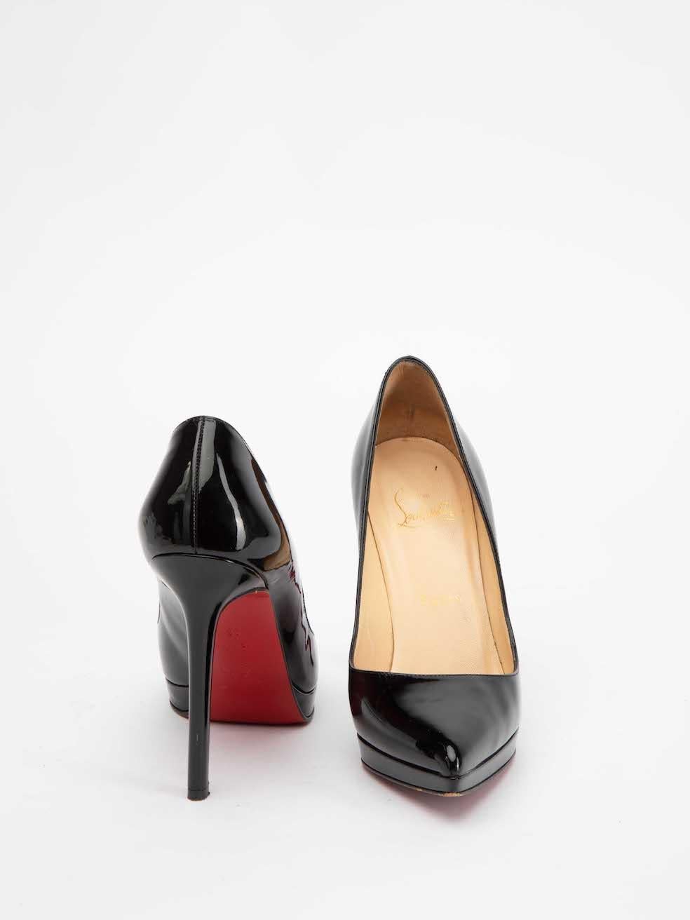 Christian Louboutin Women's Black Patent Leather Pigalle Plato Pumps In Good Condition In London, GB