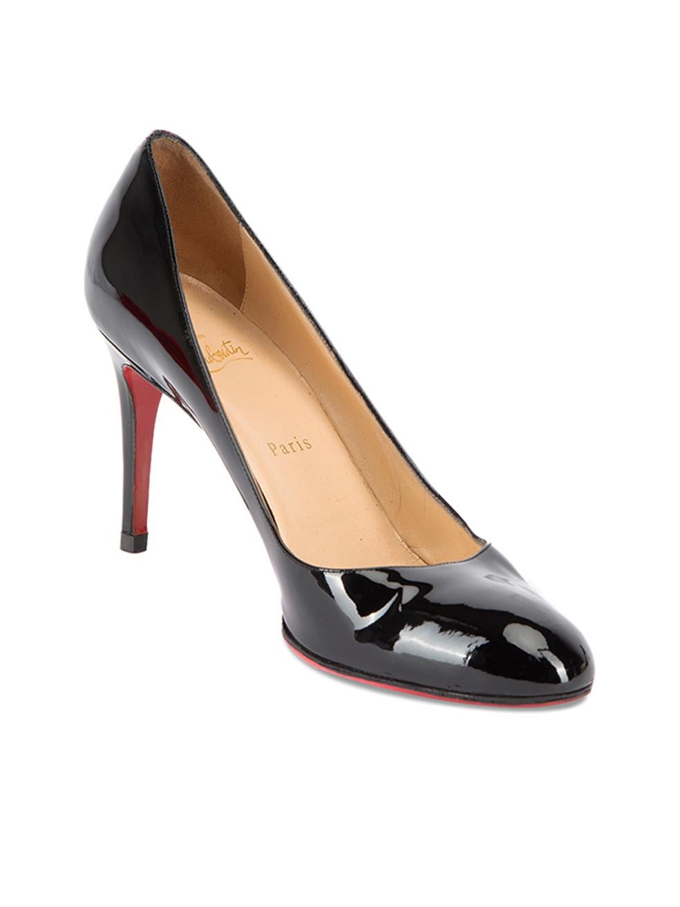 CONDITION is Very good. Minimal wear to shoes is evident. Creasing to vamp on both shoes and discolouring to interior leather. The shoes have been resoled for protection on this used Christian Louboutin designer resale item. This item comes with