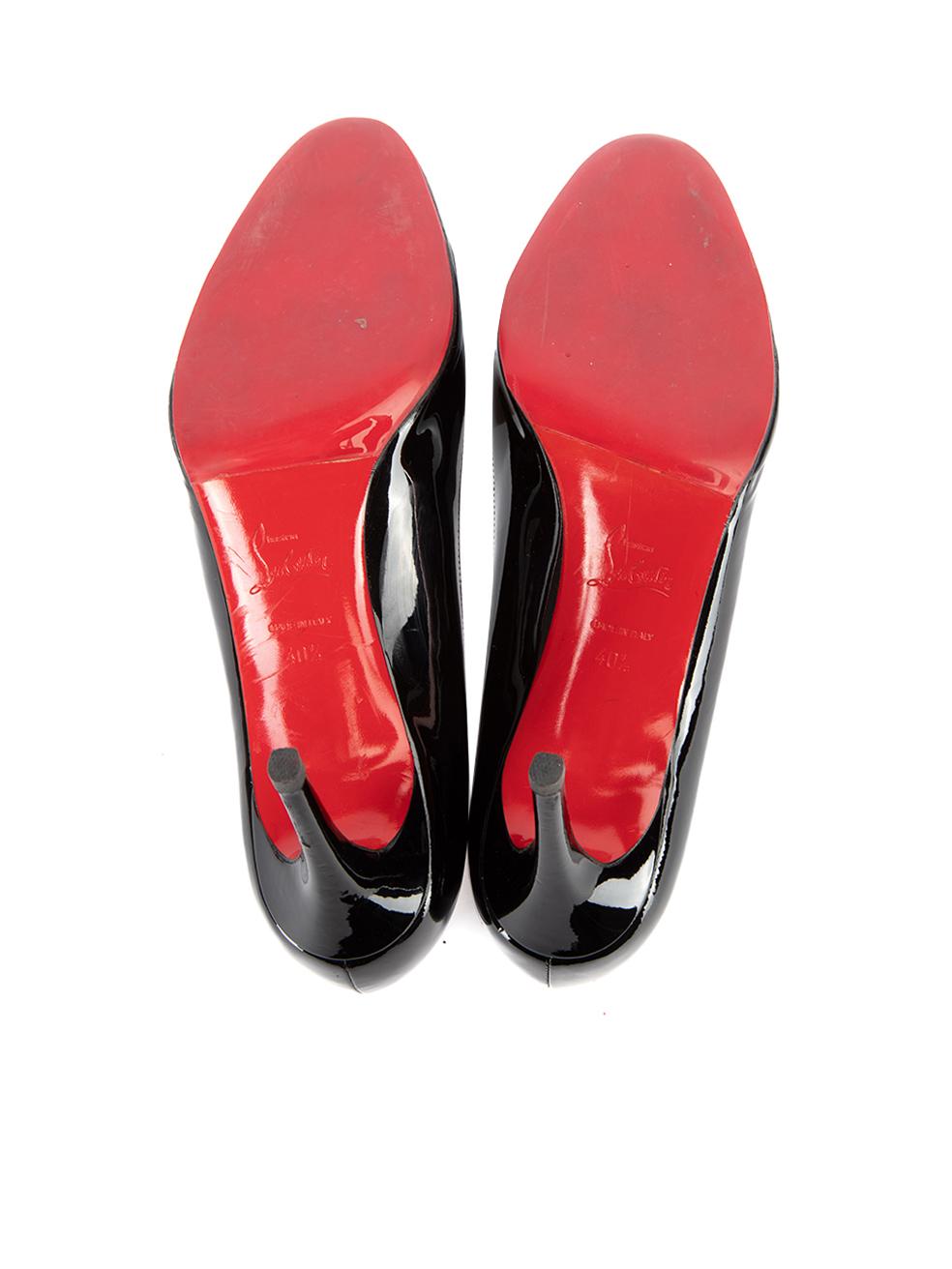 Christian Louboutin Women's Black Patent Leather Round Toe Pumps 1