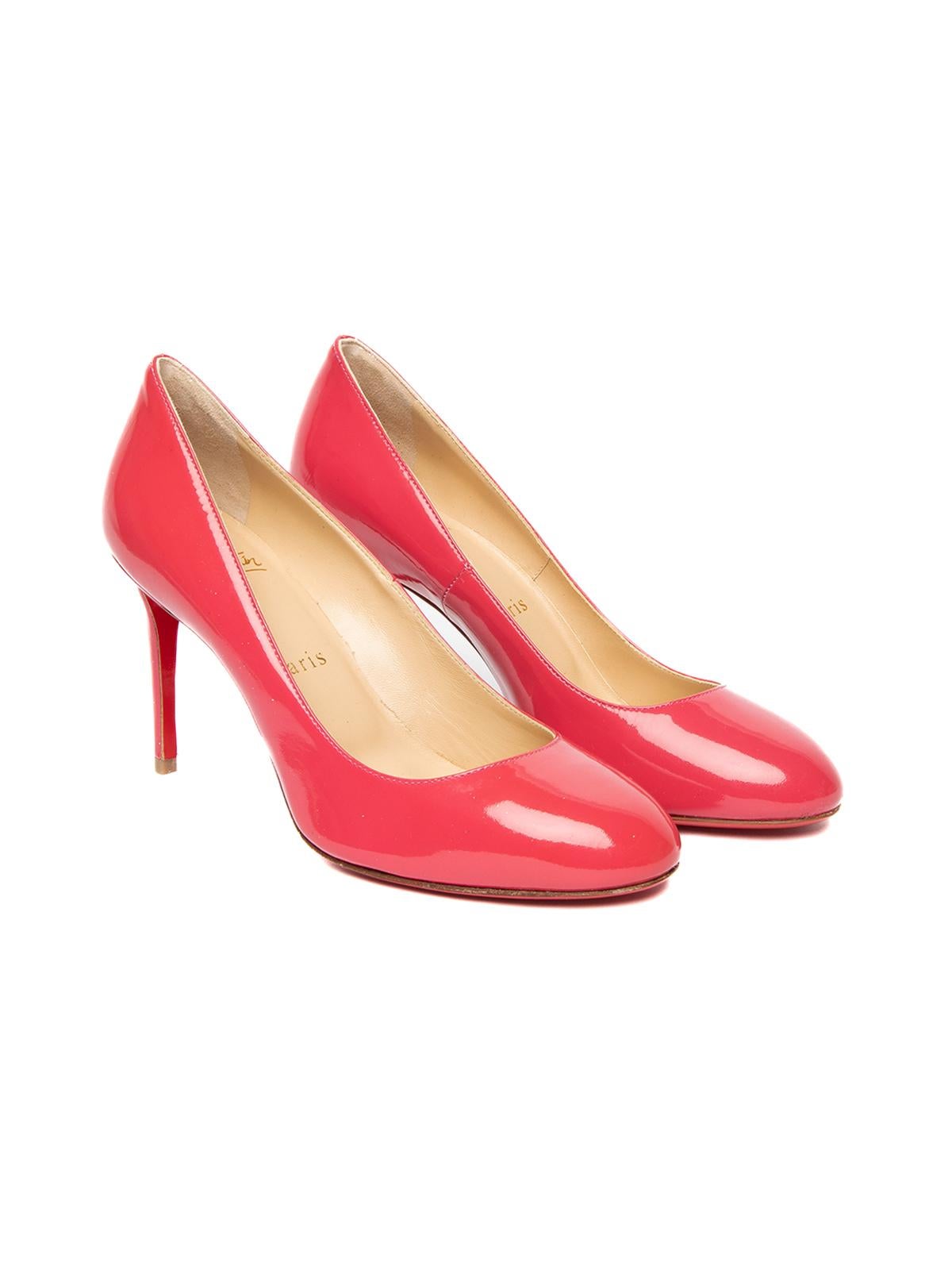 Christian Louboutin Women's Eloise 85 Patent Pumps Pink In Excellent Condition In London, GB