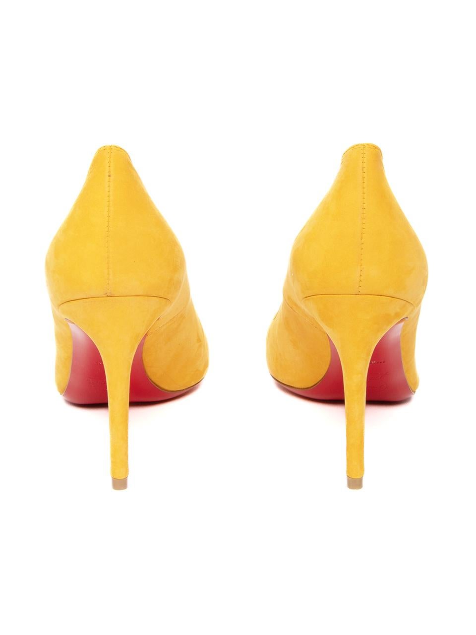 Christian Louboutin Women's Eloise 85 Suede Pumps Yellow In Excellent Condition In London, GB