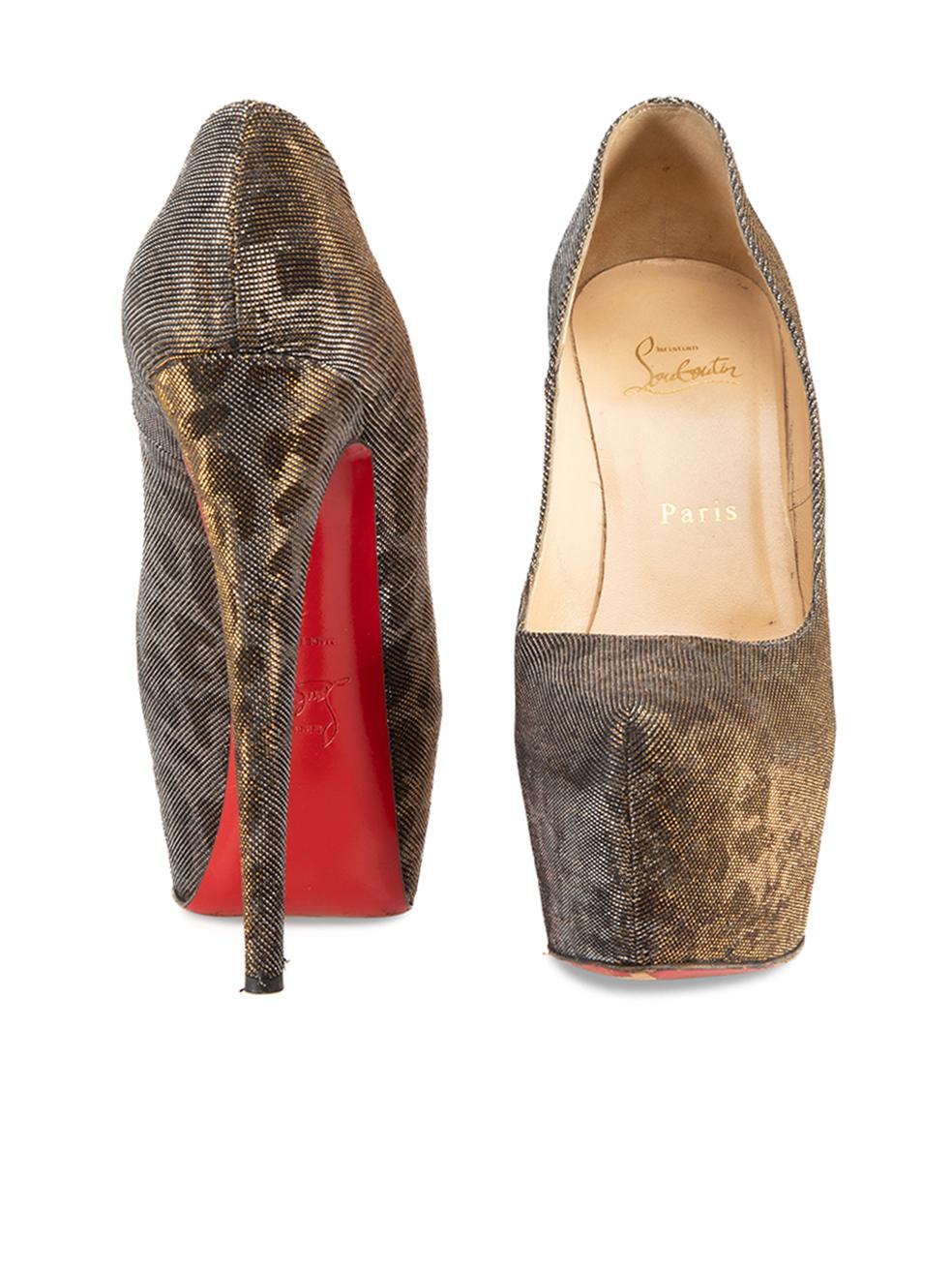 Christian Louboutin Women's Metallic Gradient Leopard Pattern Platform Heels In Good Condition In London, GB