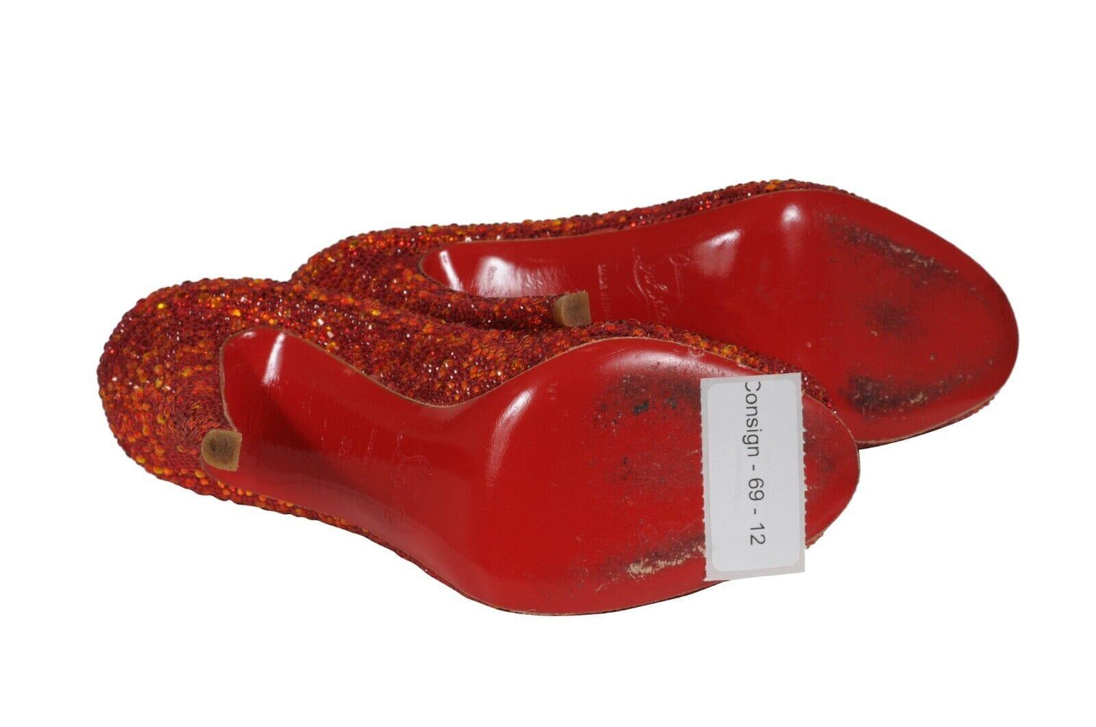 Christian Louboutin Womens Strass Lady Claude 120 Pumps US 8 EU 38 Red Crystal en vente 5