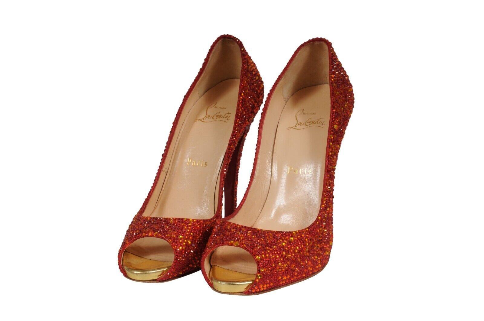 Christian Louboutin Womens Strass Lady Claude 120 Pumps US 8 EU 38 Red Crystal Pour femmes en vente