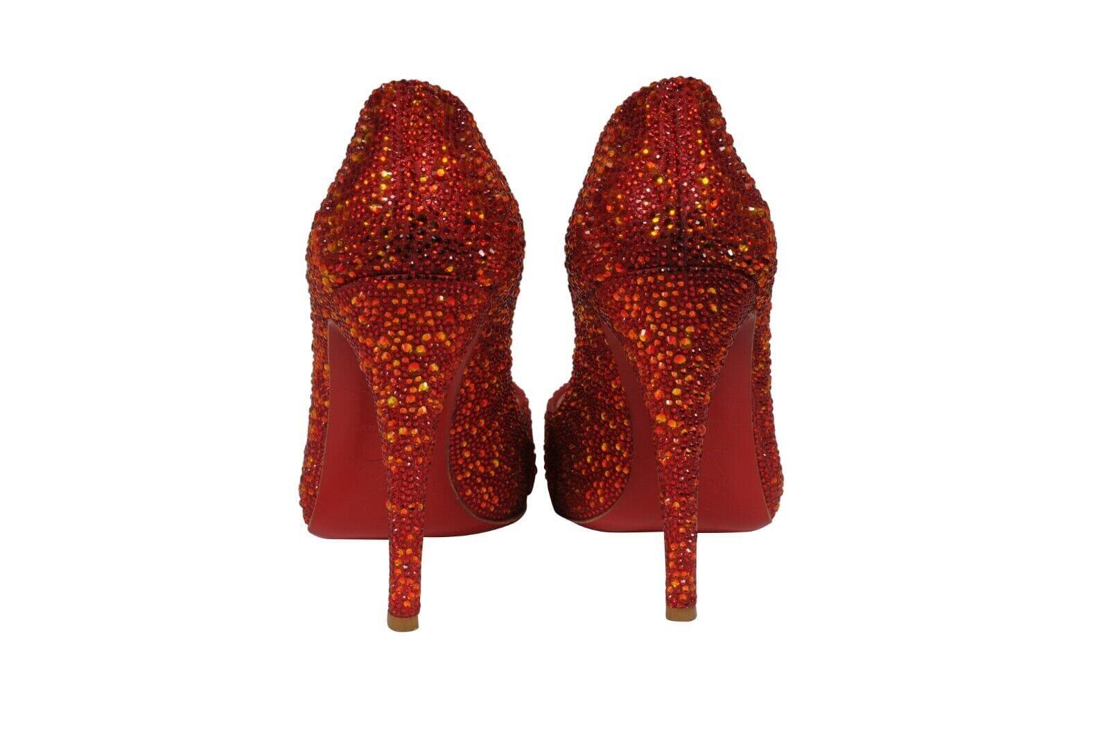 Christian Louboutin Womens Strass Lady Claude 120 Pumps US 8 EU 38 Red Crystal en vente 4