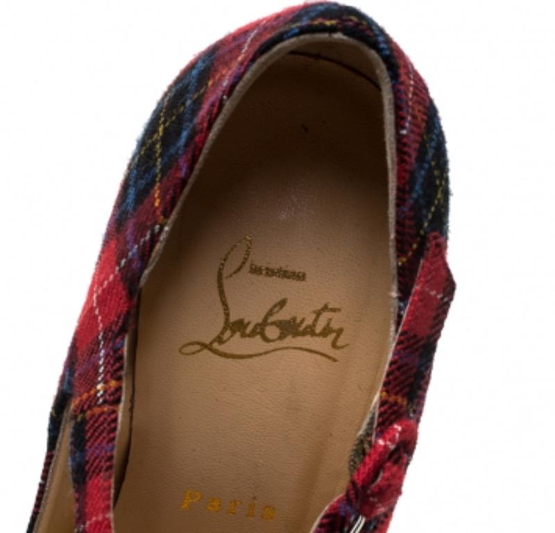 Christian Louboutin Wool Blend Check Daffodils Mary Jane Platform Pumps Taille 36 en vente 1