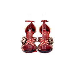 Sandalias de tacón alto con tacón de aguja «Wosandal Pic 100 Rodeo Fire Red» de Christian Louboutin, talla 39