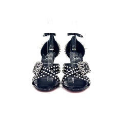 Christian Louboutin Wosandal Pic 100 Silver Spike High Heel Sandals 38.5