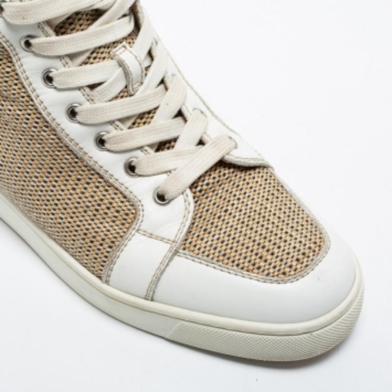 Christian Louboutin Gewebte Stoff Leder Rantus Orlato High Top Turnschuhe Größe 40 Damen im Angebot