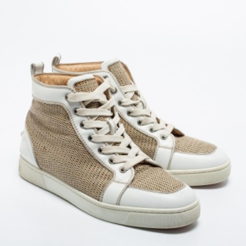 Christian Louboutin Gewebte Stoff Leder Rantus Orlato High Top Turnschuhe Größe 40 im Angebot 1