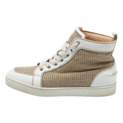 Christian Louboutin Woven Fabric Leather Rantus Orlato High Top Sneakers Size 40