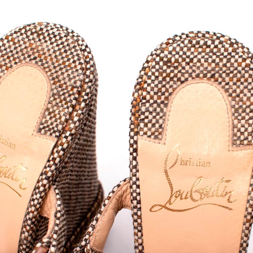 Christian Louboutin Woven Rose Gold Studded Wedges In Excellent Condition In London, GB