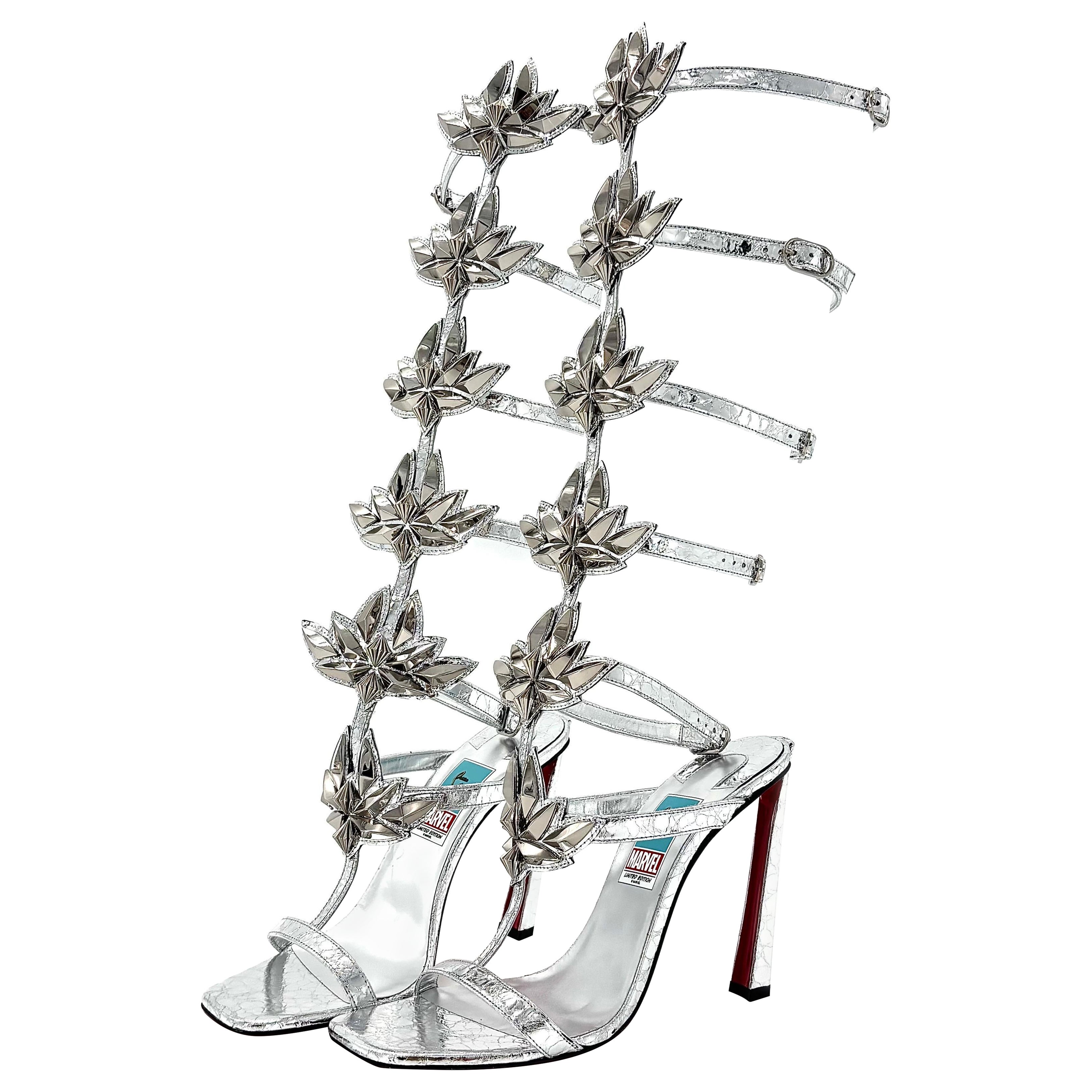 Christian Louboutin x Marvel Sea Warrior 100 Sandalias gladiadoras hasta la rodilla 38.5