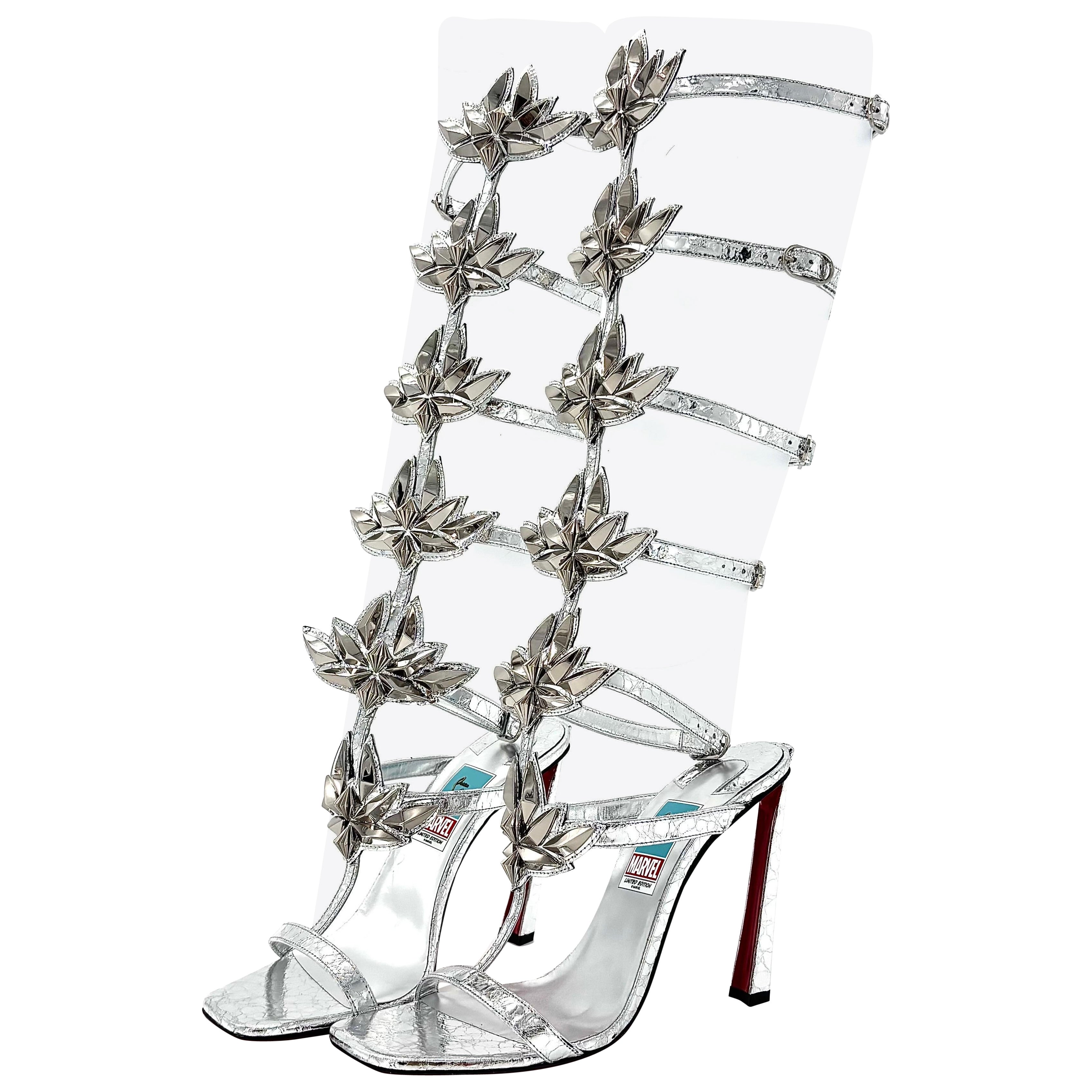 Christian Louboutin x Marvel Sea Warrior 100 Gladiator Knee High Sandals 40 in vendita