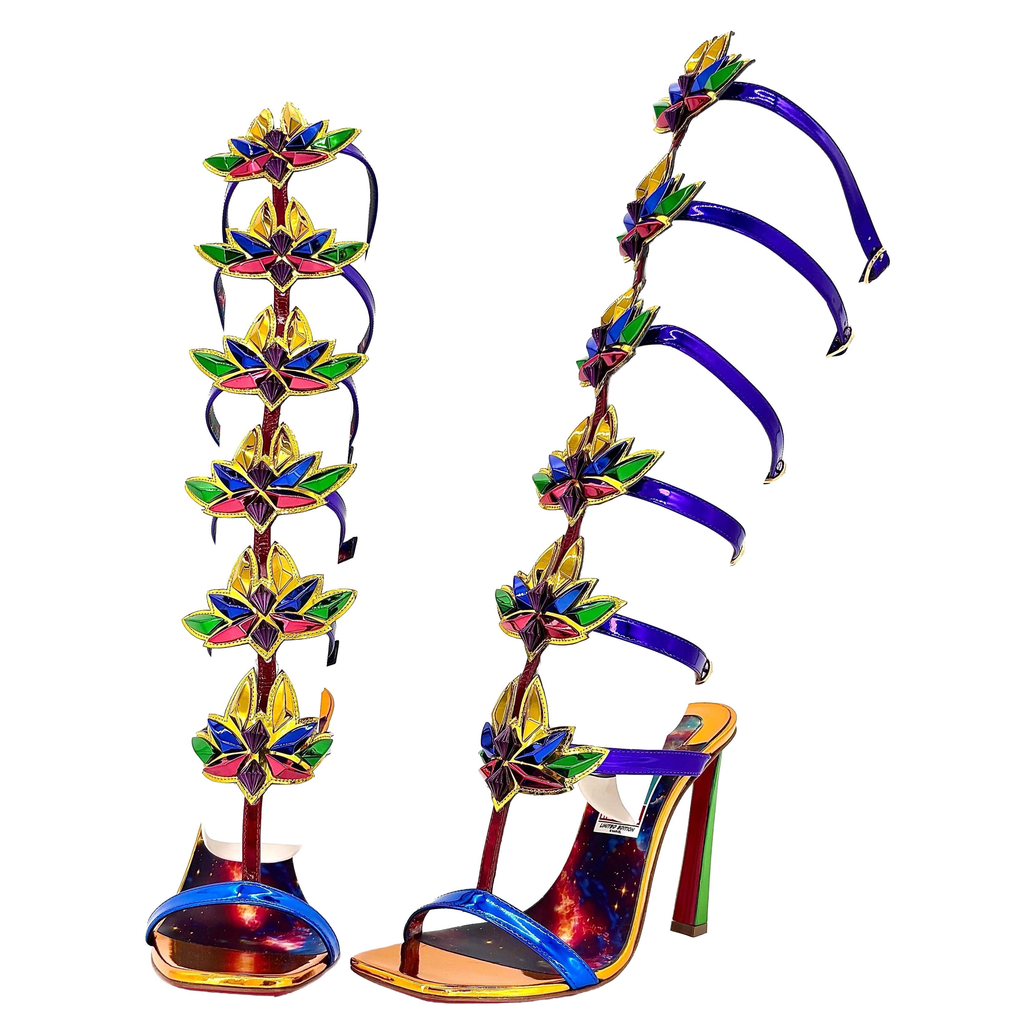 Christian Louboutin x Marvel Sea Warrior 100 Gladiator Knee High Sandals 42