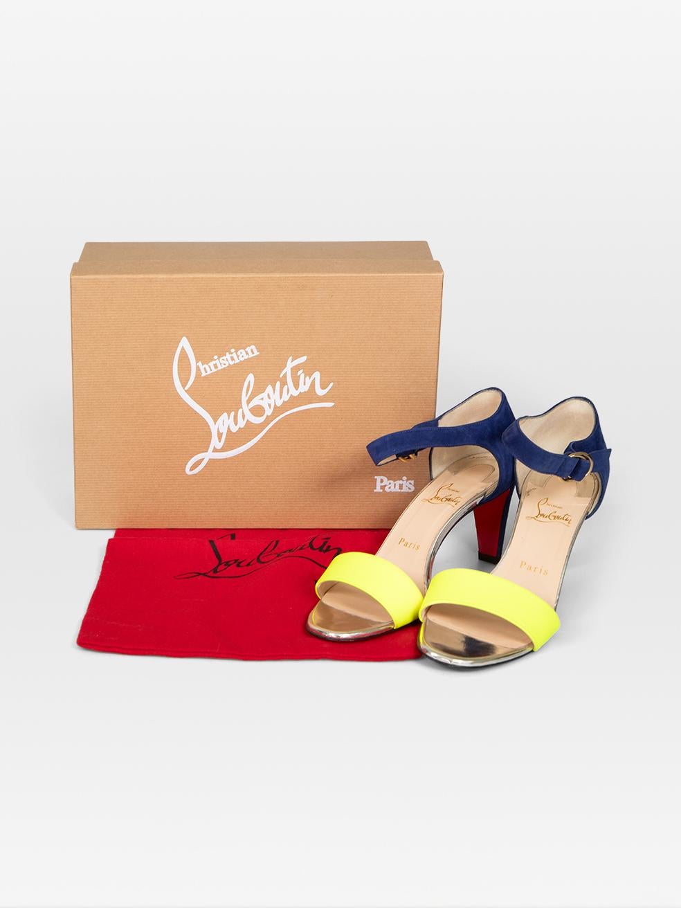 Christian Louboutin Sandalias de ante amarillo y azul talla IT 38 en venta 5