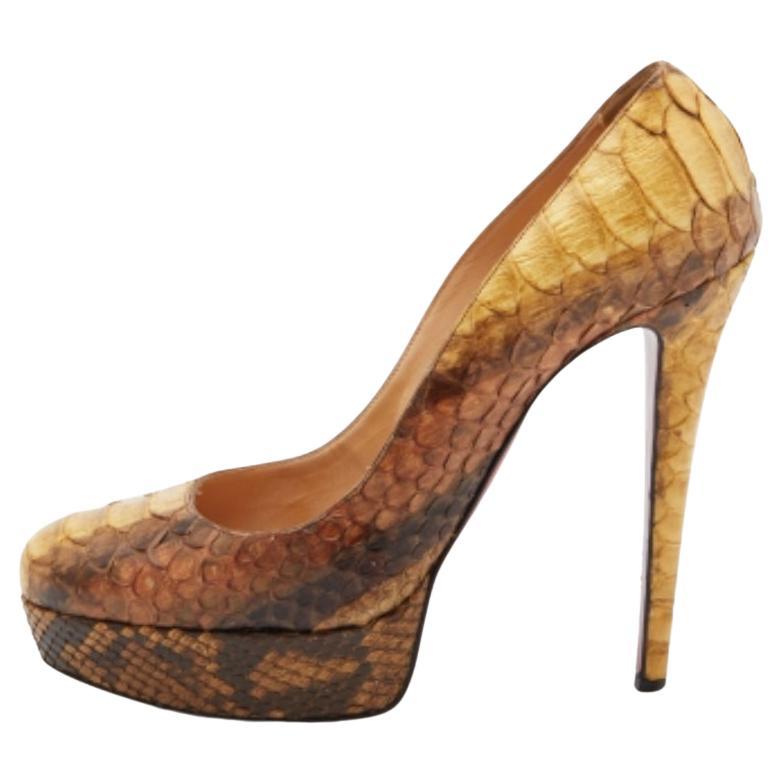 Christian Louboutin Pumps Bianca in pitone giallo/marrone misura 39
