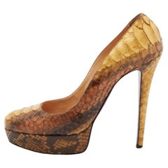 Christian Louboutin Pumps Bianca in pitone giallo/marrone misura 39