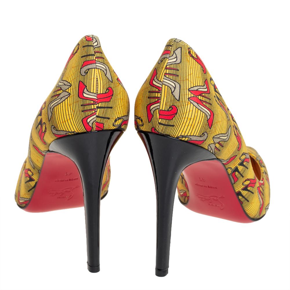 Christian Louboutin Yellow Canvas Pigalle Pumps Size 41 1
