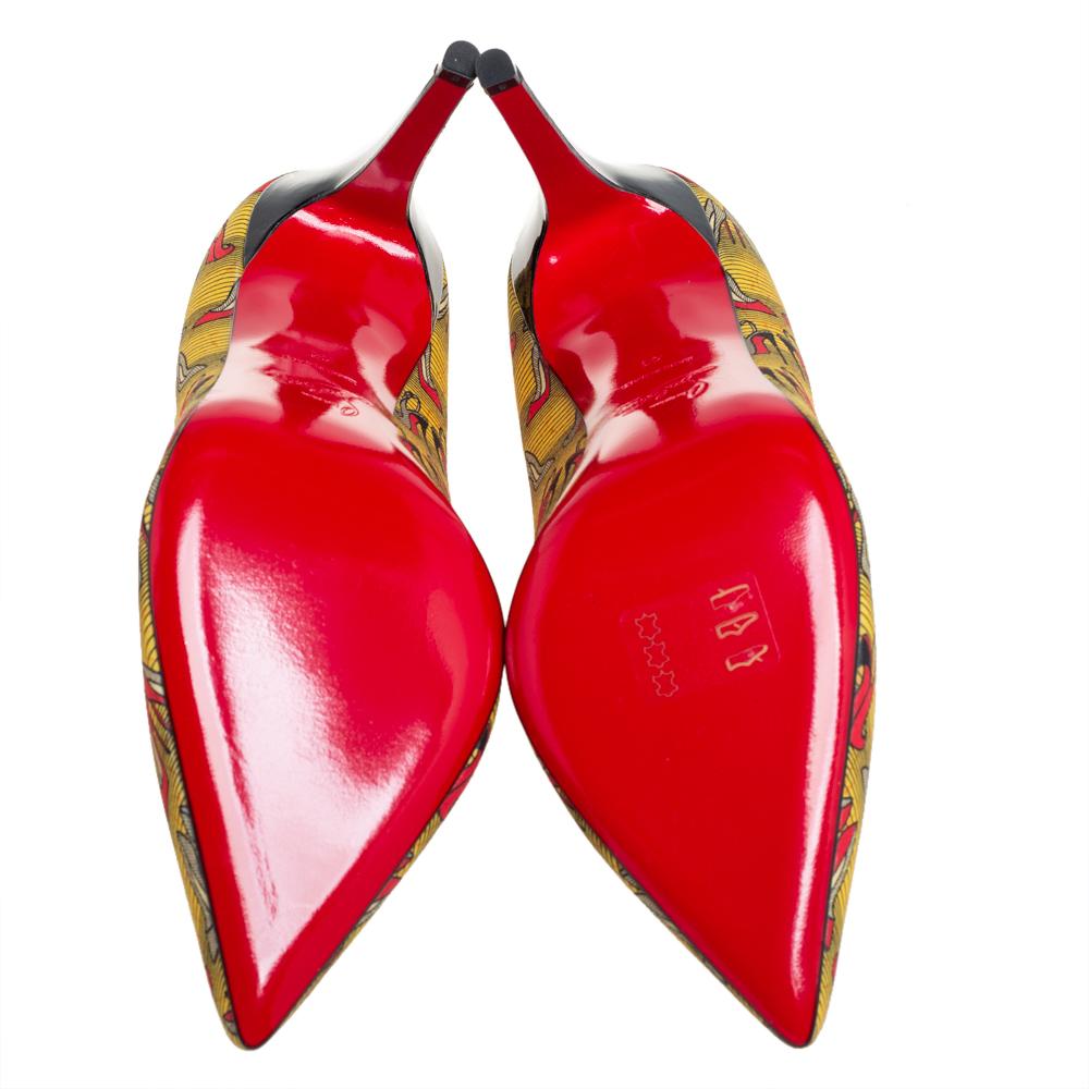 Christian Louboutin Yellow Canvas Pigalle Pumps Size 41 2