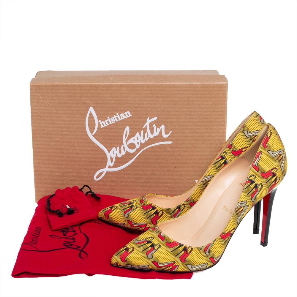Christian Louboutin Yellow Canvas Pigalle Pumps Size 41 3