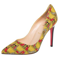 Christian Louboutin Yellow Canvas Pigalle Pumps Size 41