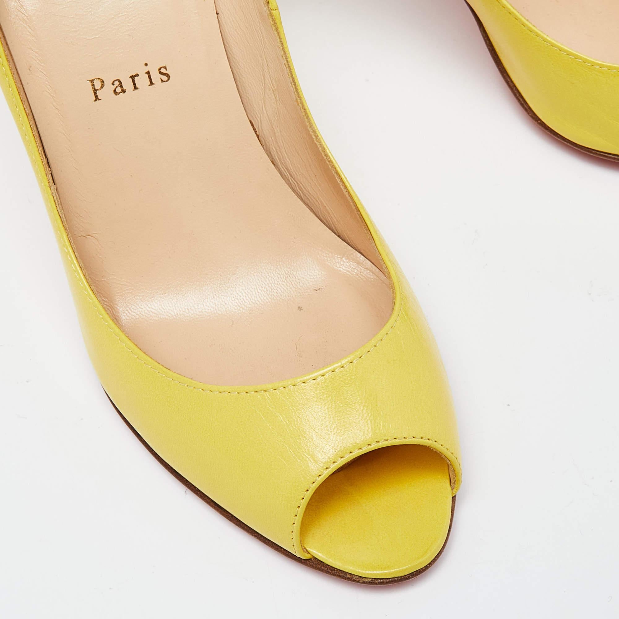 Christian Louboutin Yellow Leather Maryl Pumps Size 38.5 For Sale 2