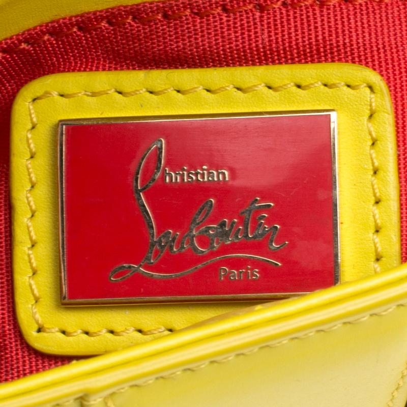 Christian Louboutin Gelbe Mini-Mini-Umhängetasche aus Leder mit Spikes 1