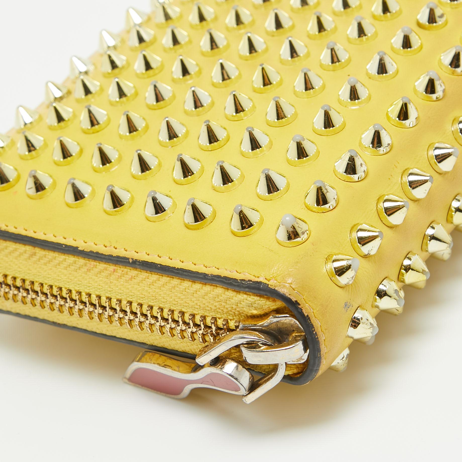 Christian Louboutin Yellow Leather Panettone Continental Wallet For Sale 6