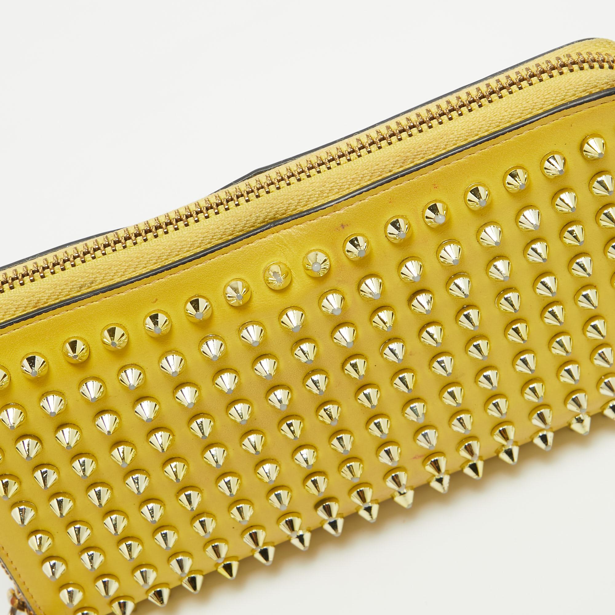 Christian Louboutin Yellow Leather Panettone Continental Wallet For Sale 2