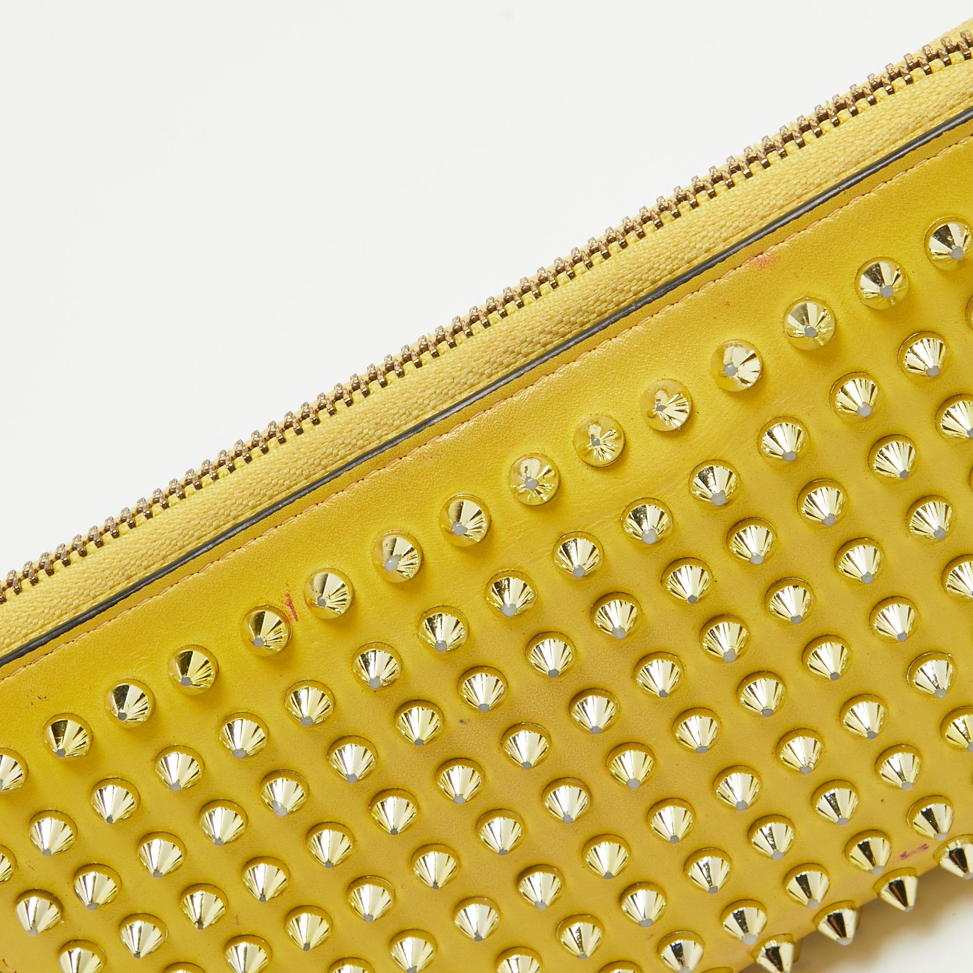 Christian Louboutin Yellow Leather Panettone Continental Wallet For Sale 3
