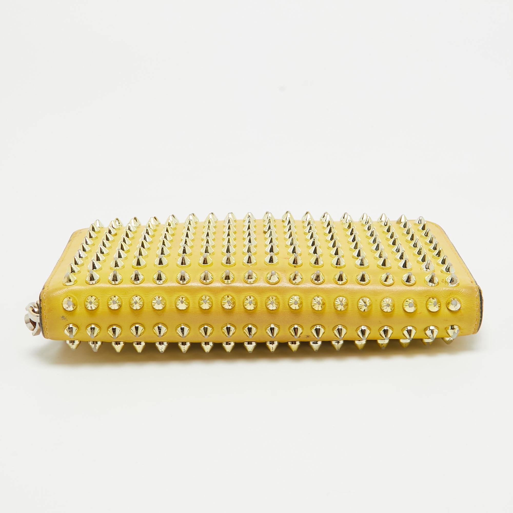 Christian Louboutin Yellow Leather Panettone Continental Wallet For Sale 4