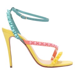 Christian Louboutin Yellow & Multicolor Mafaldina Spike 100 Heeled Sandals