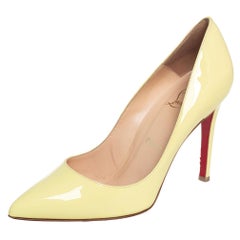 Christian Louboutin Yellow Patent Leather Pigalle Pointed Toe Pumps Size 36.5
