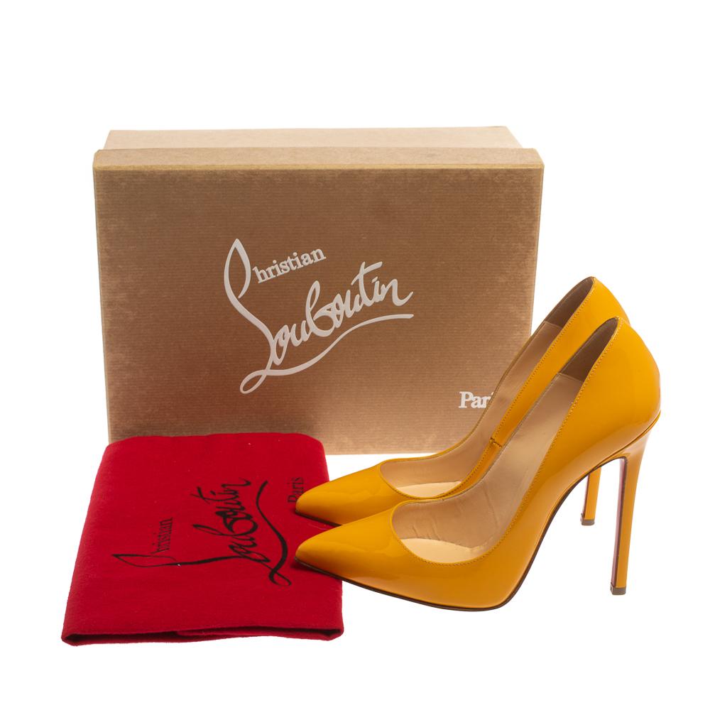 Christian Louboutin Yellow Patent Leather Pigalle Pointed Toe Pumps Size 37.5 2