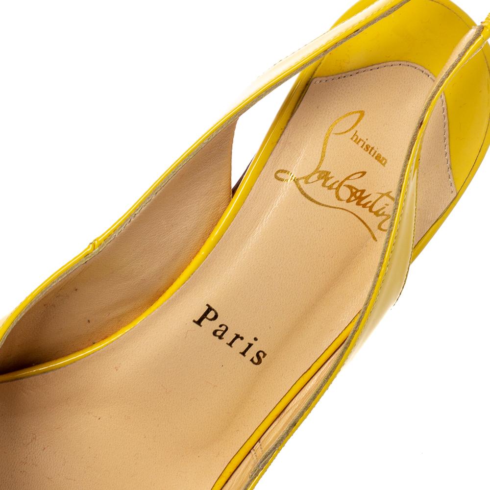 Christian Louboutin Yellow Patent Leather Private Number Sandals Size 38 3