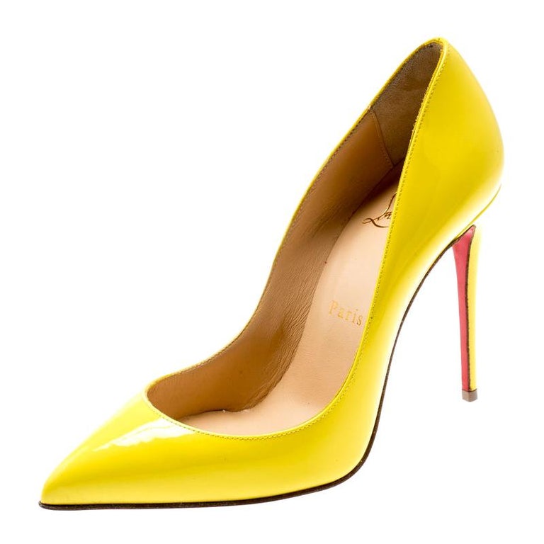 Christian Louboutin Yellow Patent Leather So Kate Pointed Toe Pumps ...