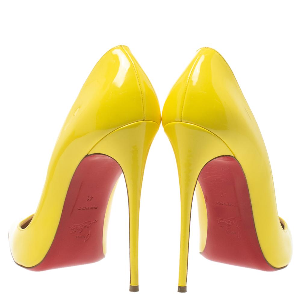 Christian Louboutin Yellow Patent Leather So Kate Pointed Toe Pumps Size 41 In Good Condition In Dubai, Al Qouz 2