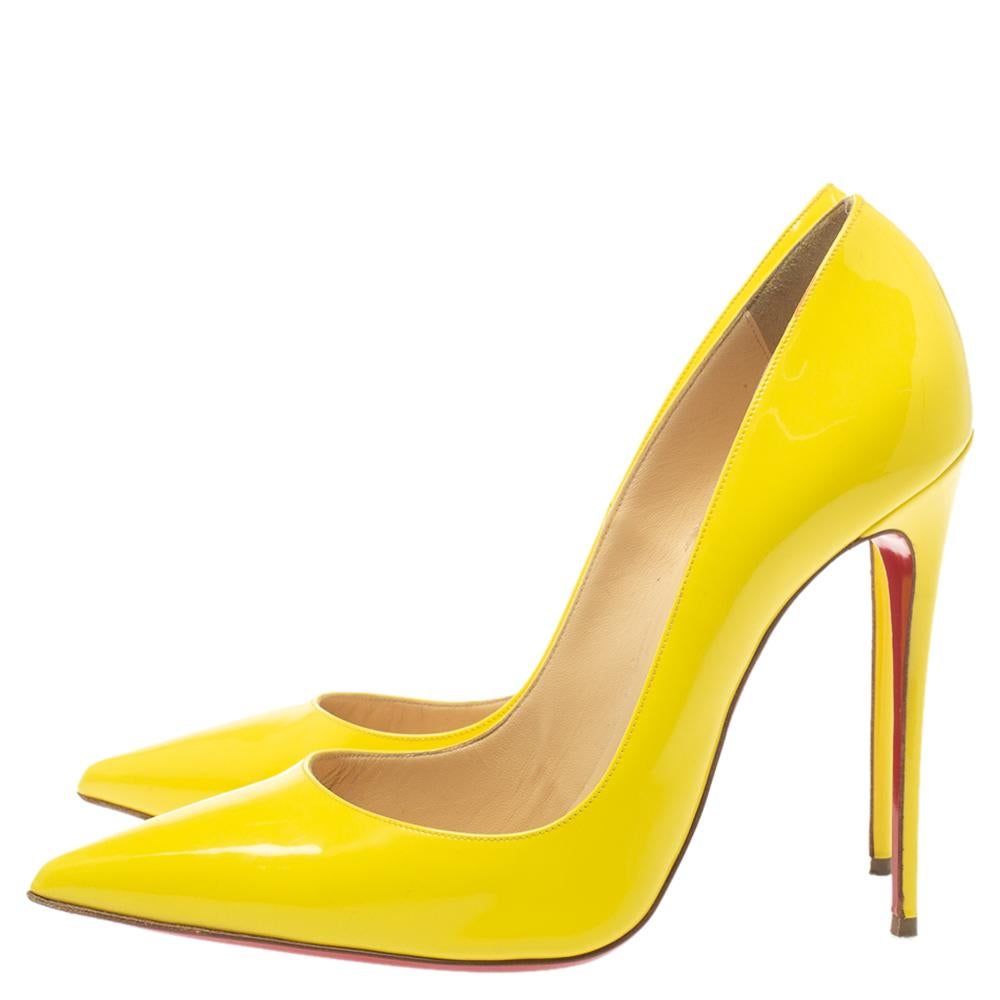 Christian Louboutin Yellow Patent Leather So Kate Pointed Toe Pumps Size 41 1